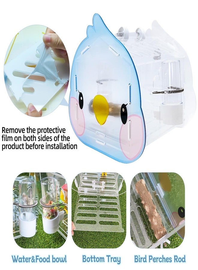 هامليدي قفص سفر صغير شفاف من هاميليديي لحمل الطيور الصغيرة، مع مجثم للوقوف، قفص خارجي محمول لطيور الحب والببغاء والسنونو والحسون - Image 2